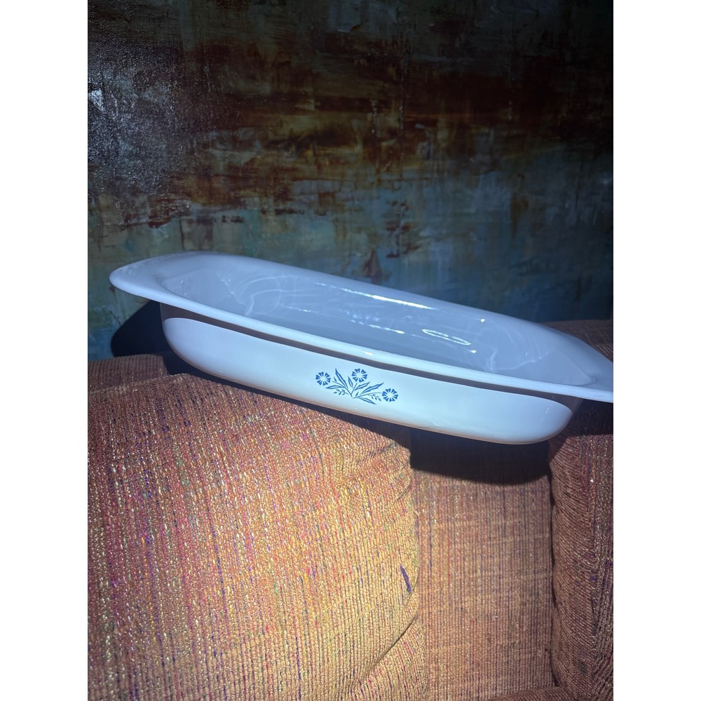 Corning Ware Blue Cornflower P-21 Roasting Pan 13x9x2 White Vintage USA Made